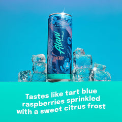 Alani Nu Breezeberry poured into a glass shows refreshing, lightly carbonated flavor.