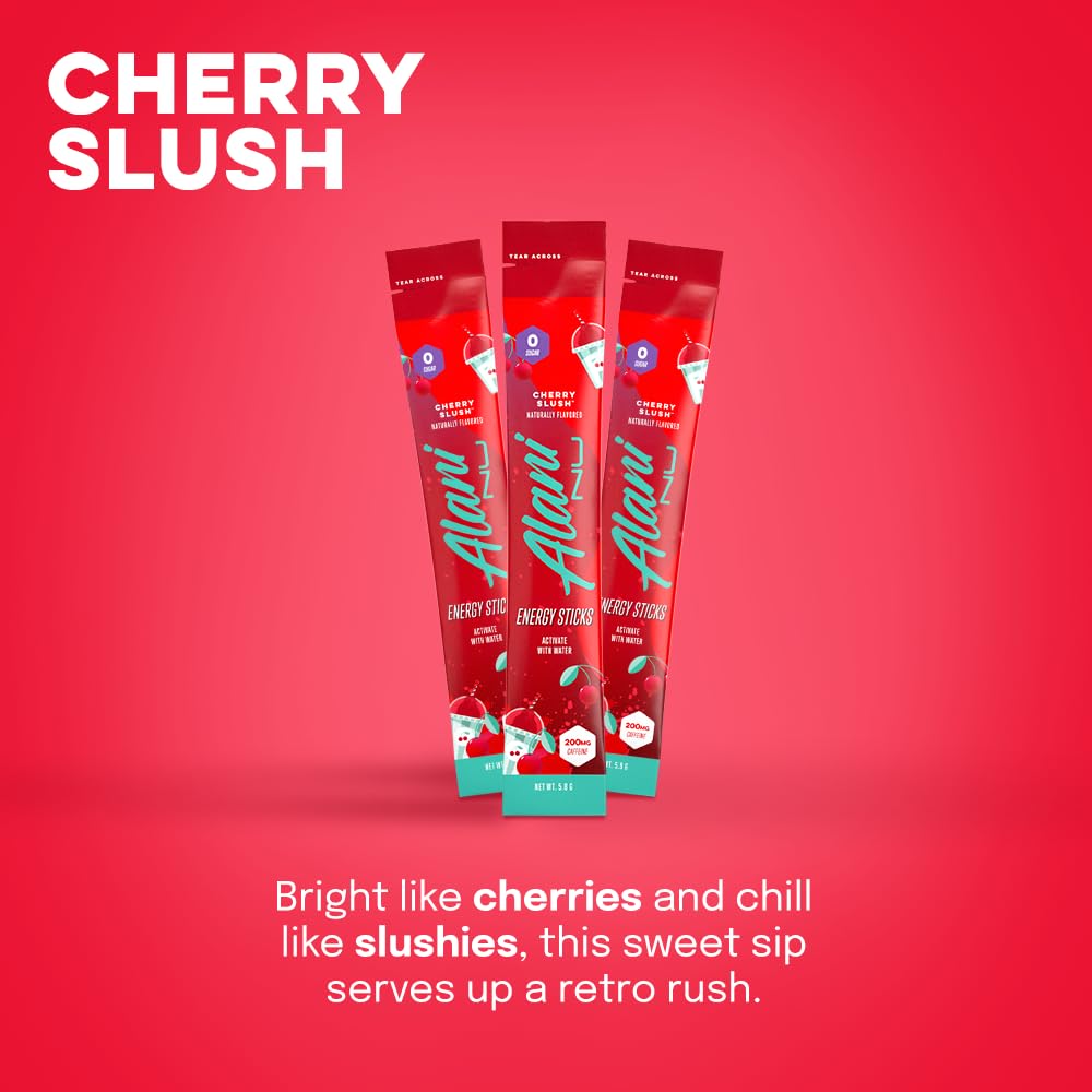 Alani Nu Cherry Slush mix in water for refreshing flavor.