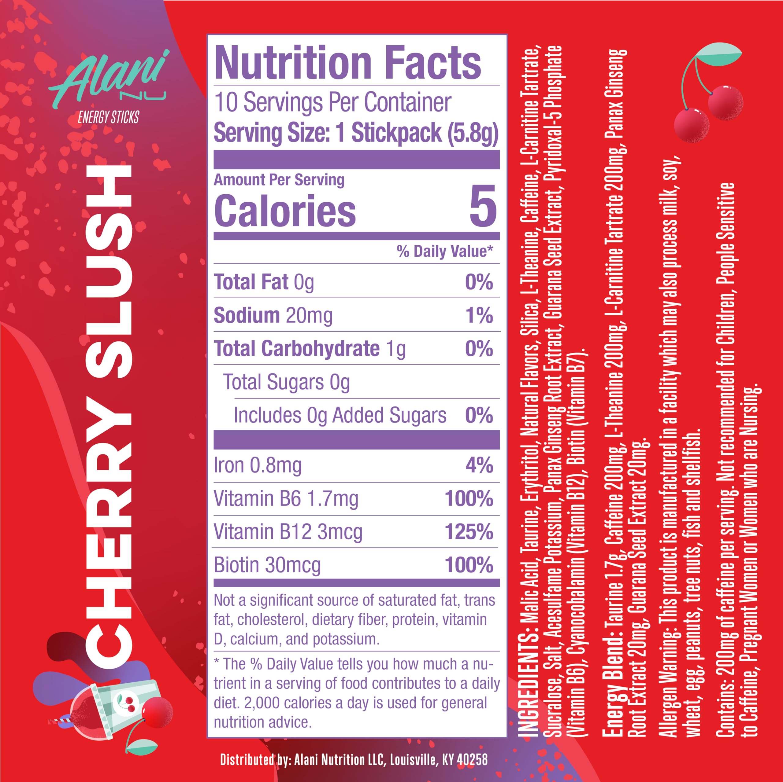 Alani Nu Cherry Slush stick close-up ready for quick on-the-go energy.