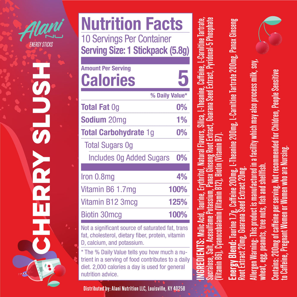 Alani Nu Cherry Slush stick close-up ready for quick on-the-go energy.