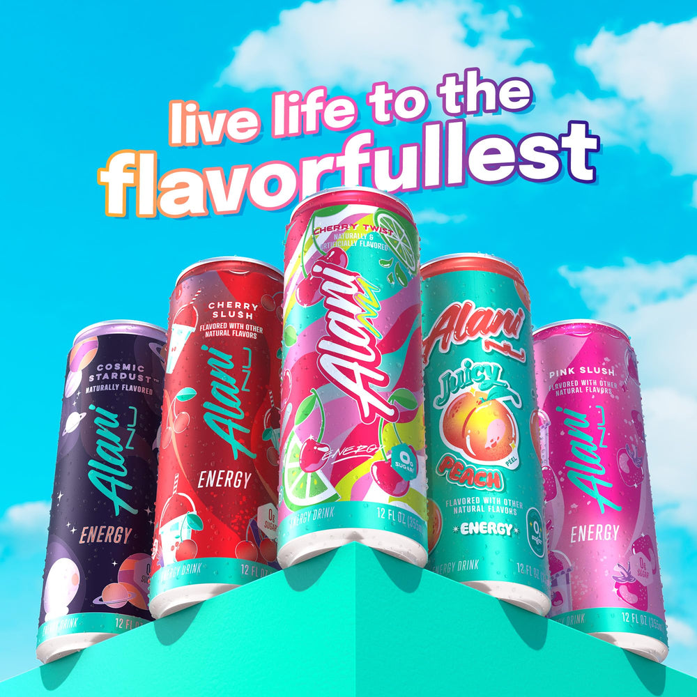 Alani Nu Cherry Twist caffeine sparkle close-up conveys bold flavor and energy.