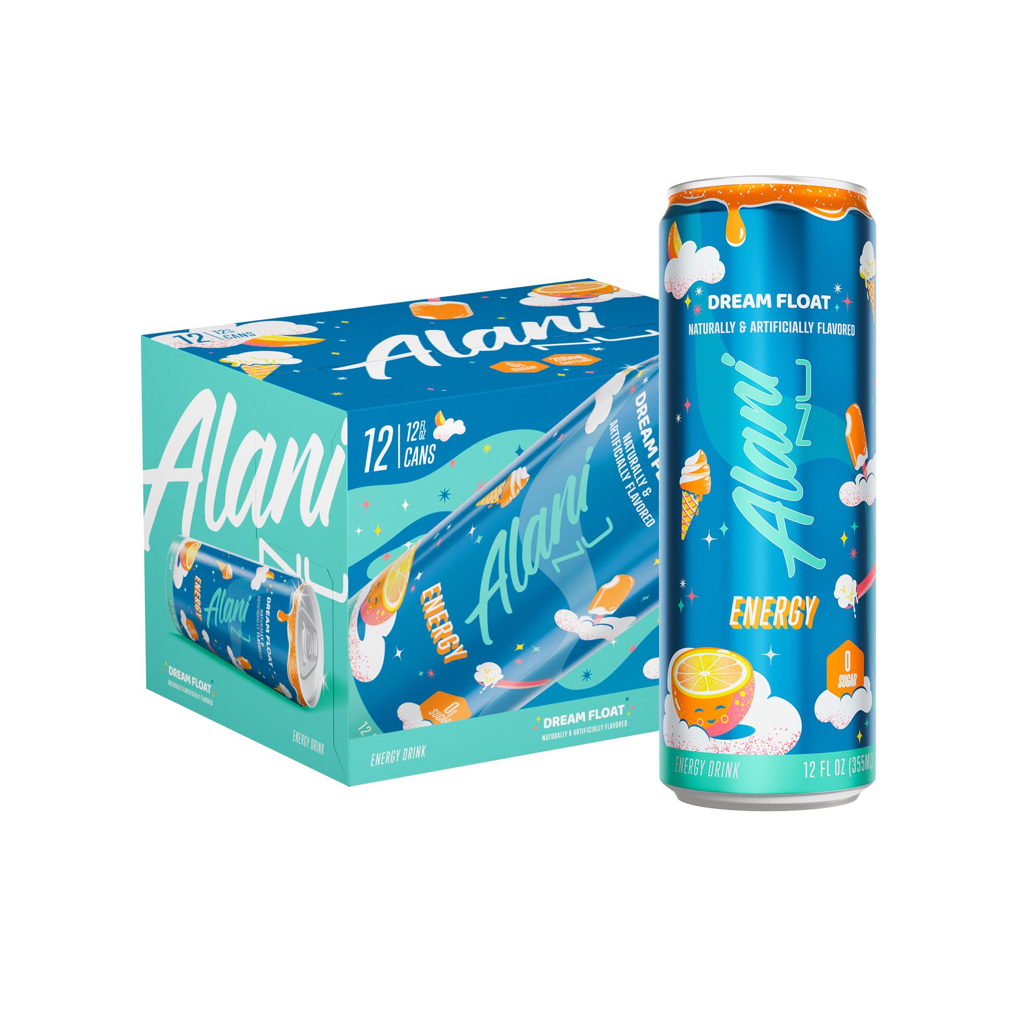 Alani Nu DREAM FLOAT can front view for a sugar-free energy boost on the go