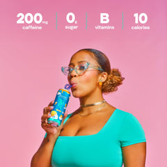 Alani Nu DREAM FLOAT label close-up reveals vegan, gluten-free formula and no artificial colors