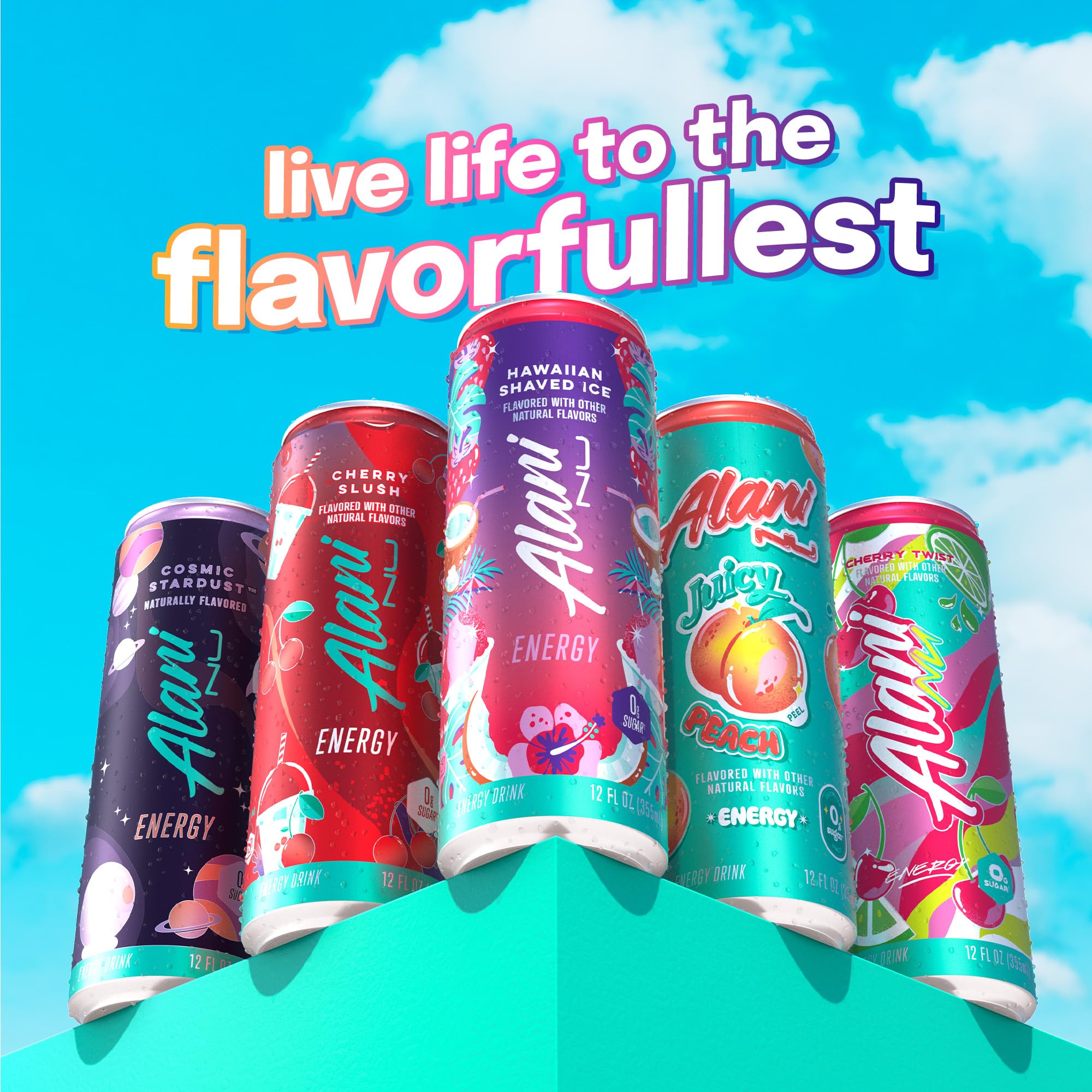 Alani Nu Hawaiian Shaved Ice can with caffeine boost for quick energy