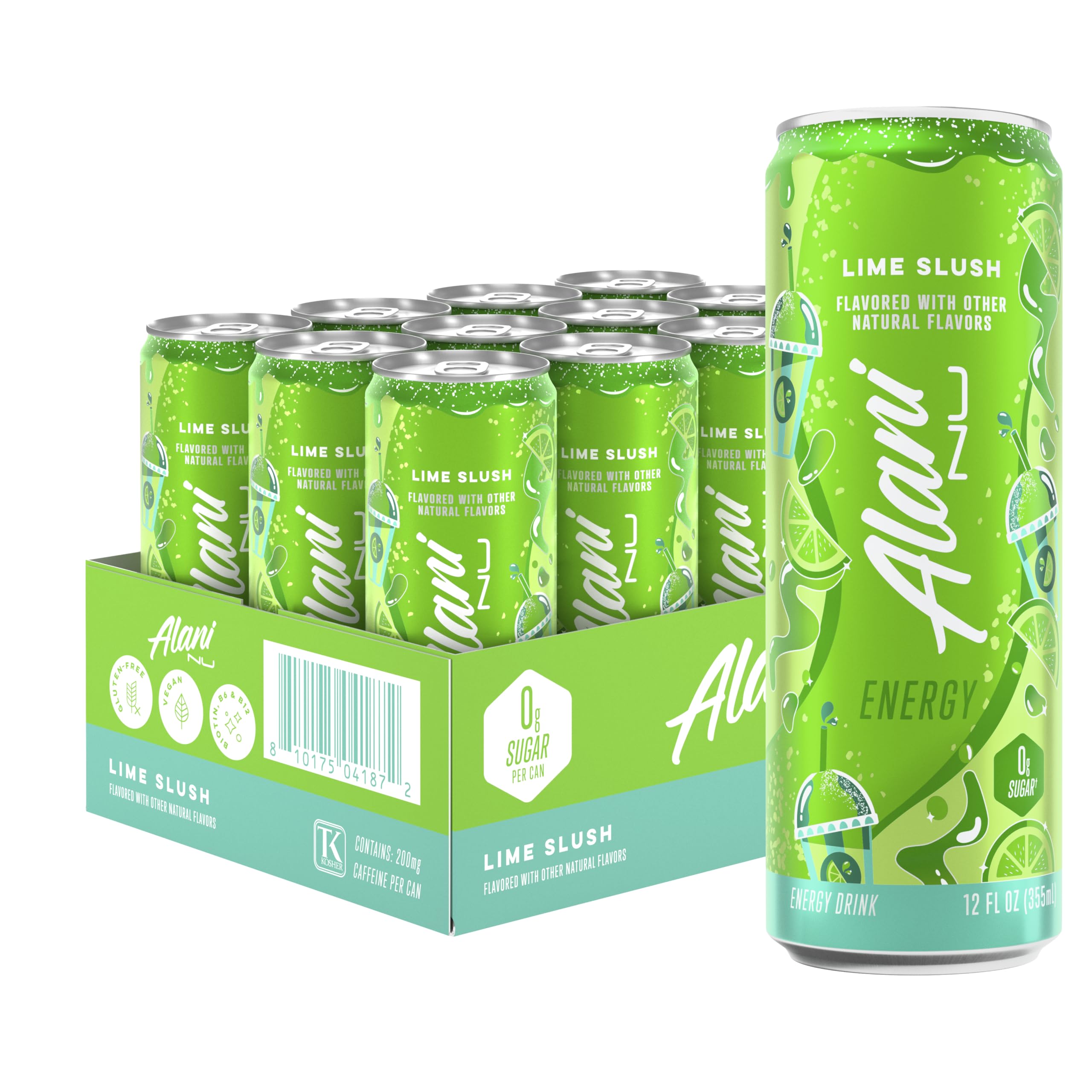 Alani Nu Lime Slush bottle hero boosts daytime energy with zero sugar.