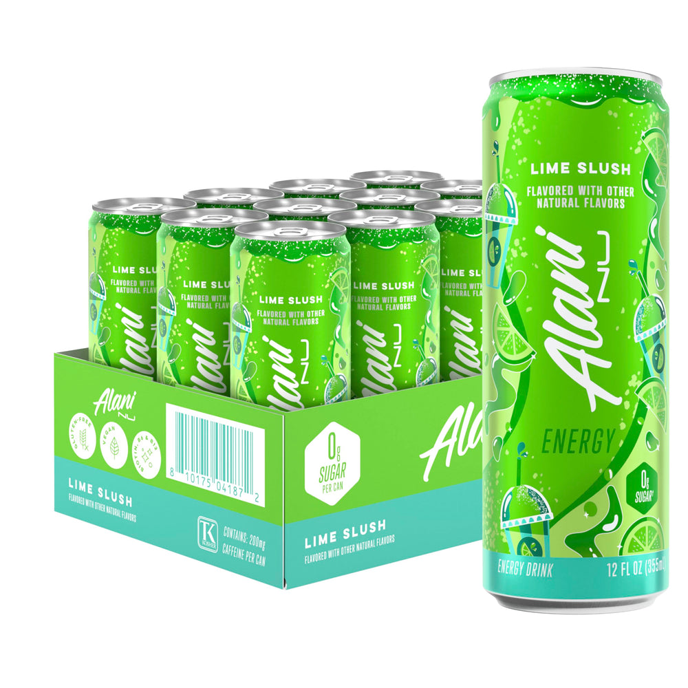 Alani Nu Lime Slush bottle hero boosts daytime energy with zero sugar.