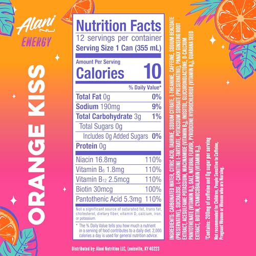 Alani Nu Orange Kiss 12-pack presentation for everyday energy on demand.
