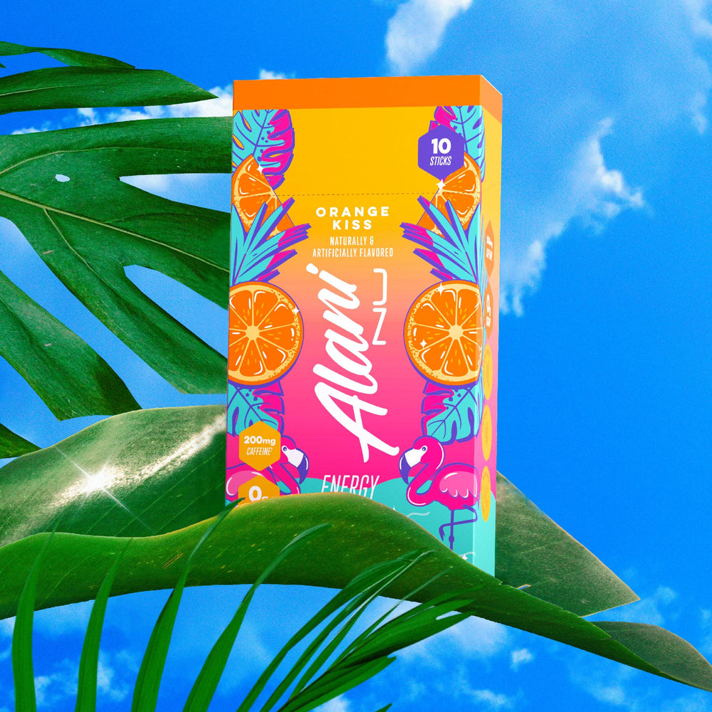 Alani Nu Orange Kiss energy stick dissolving in water for a refreshing boost