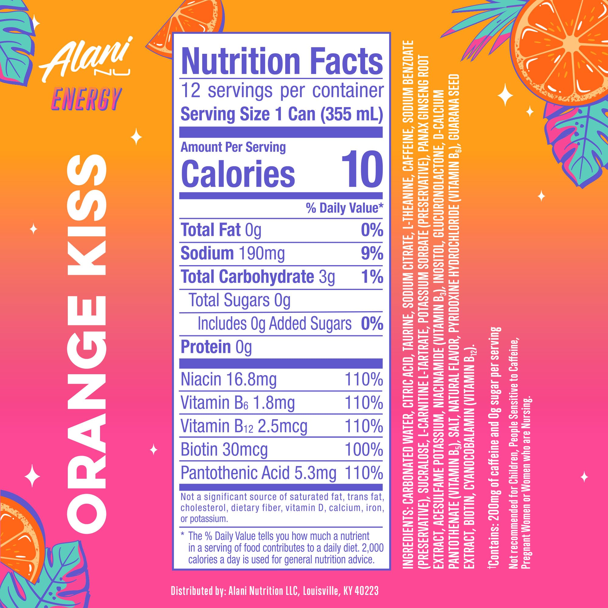 Alani Nu Orange Kiss pour into glass reveals refreshing citrus taste and caffeine lift.