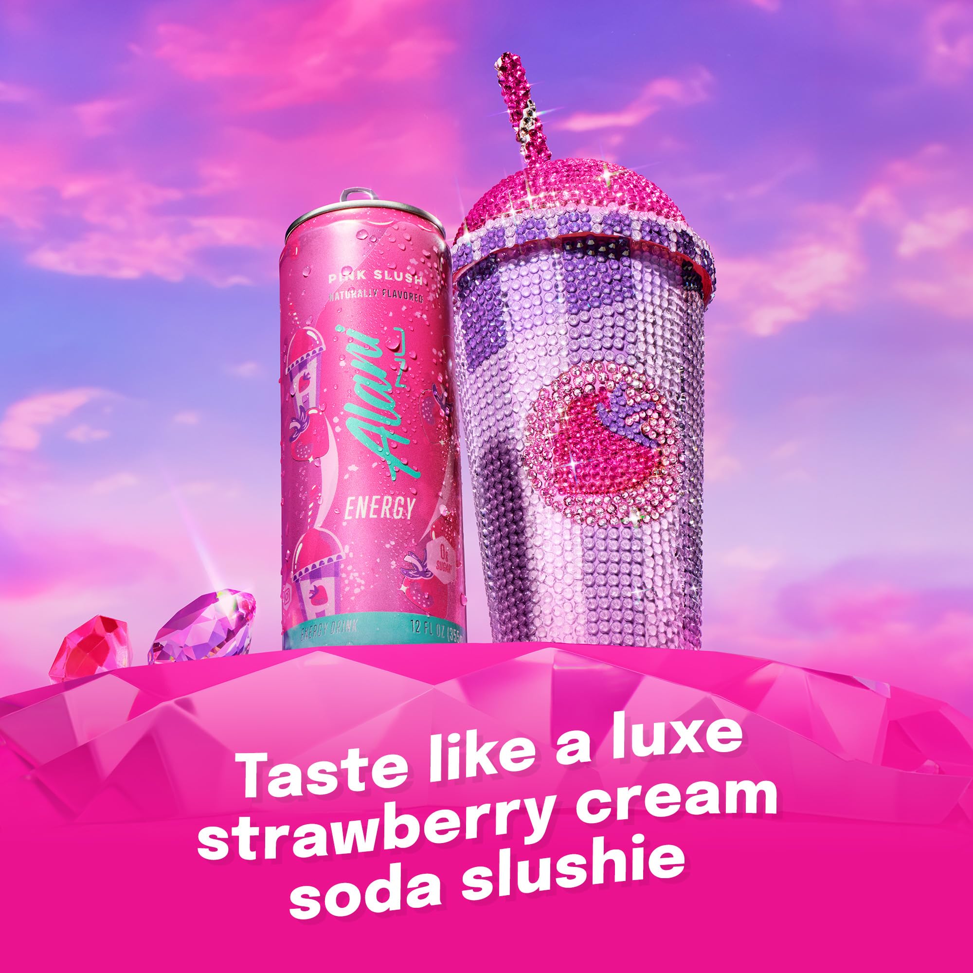 Alani Nu Pink Slush can side view showing compact packaging and calories