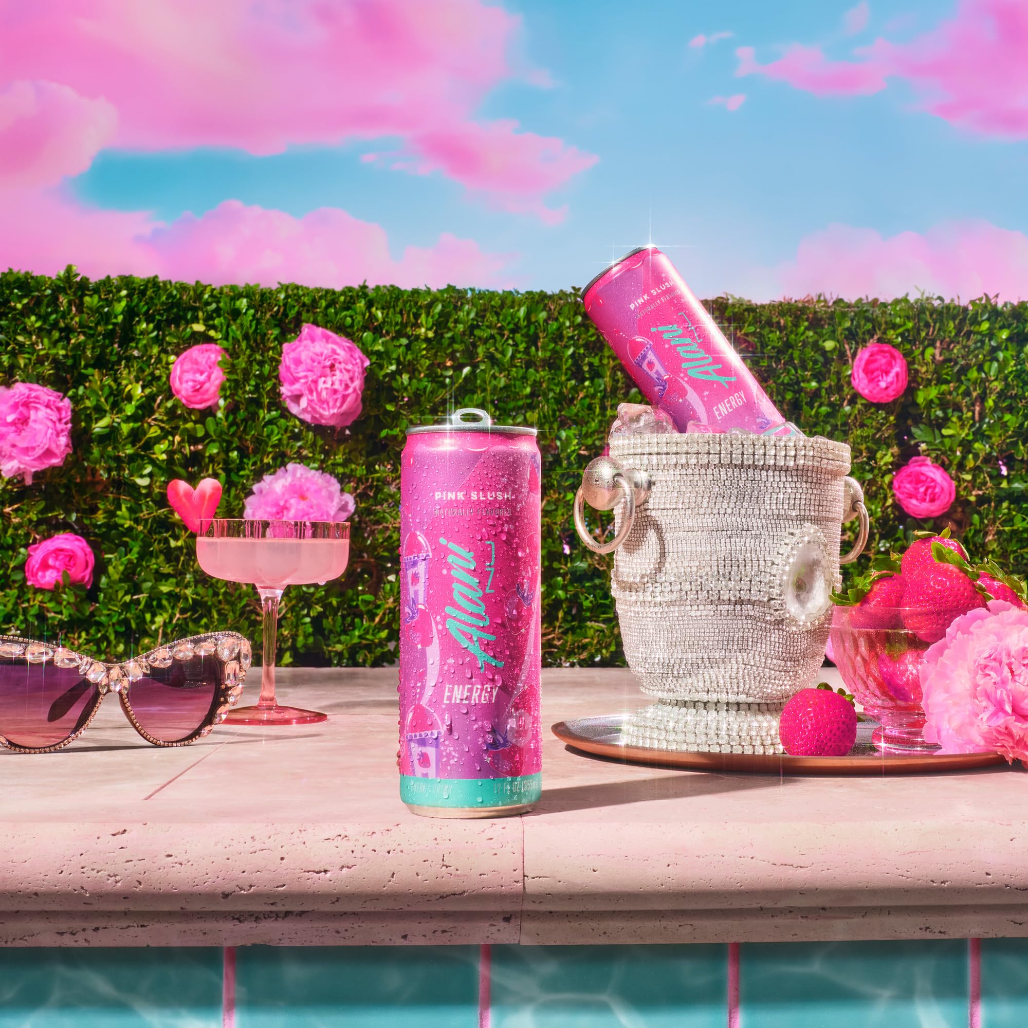 Alani Nu Pink Slush chilled can ready to drink, crisp and inviting