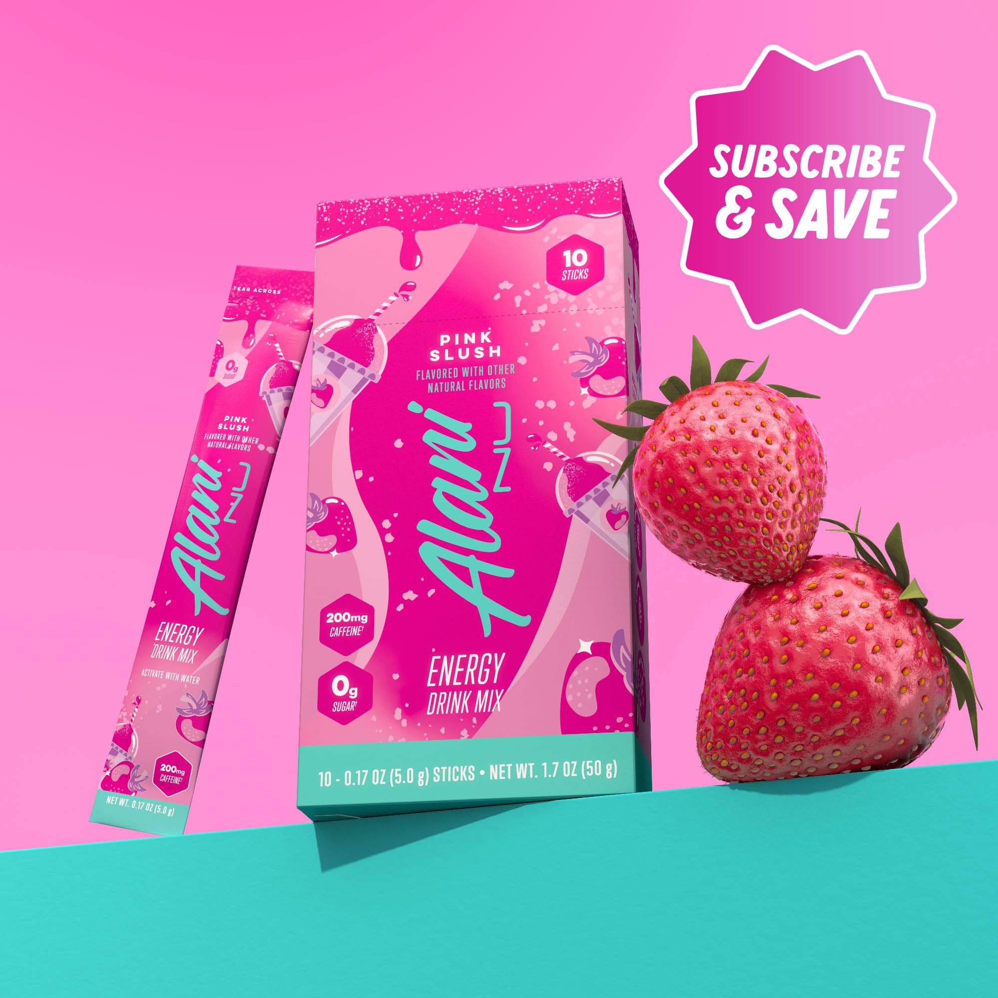Glass of pink slush energy drink from Alani Nu for a low-calorie pick-me-up.