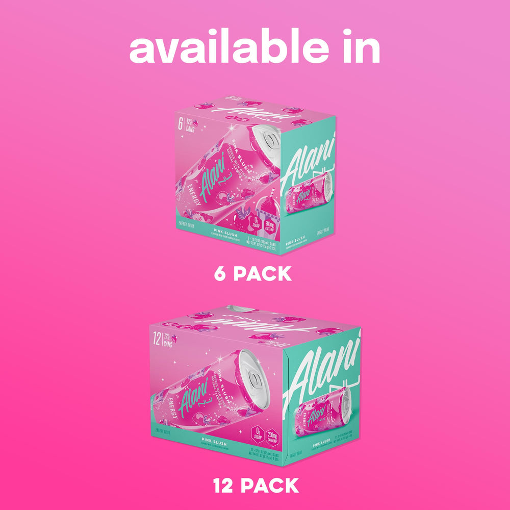 Alani Nu Pink Slush pack mockup showcasing value of a 12-pack