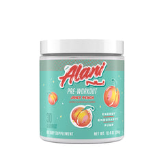 Alani Nu Juicy Peach pre-workout poured for steady energy during training.