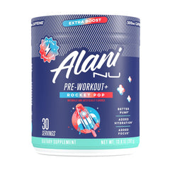 Alani Nu Pre Workout+ Rocket Pop bottle ready for your workout session