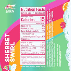 Alani Nu Sherbet Swirls can closeup highlights 200 mg caffeine daytime lift