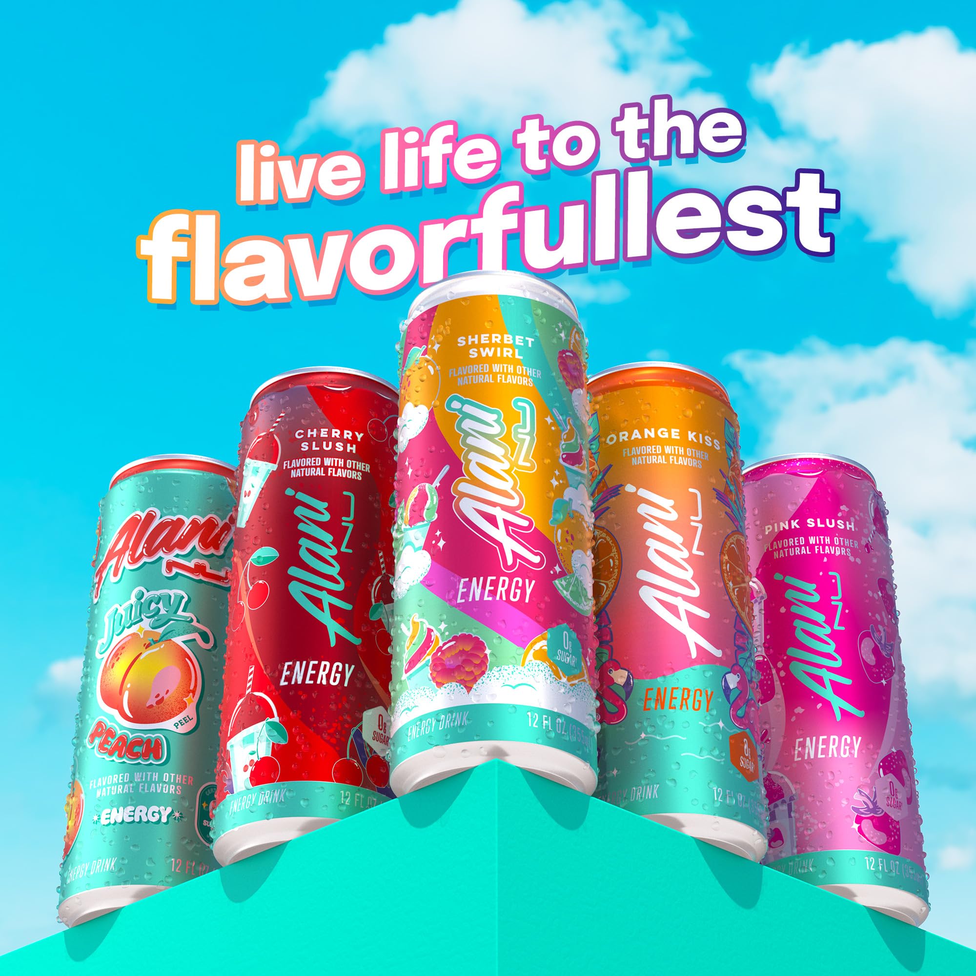Alani Nu Sherbet Swirls lifestyle shot suggests a refreshing break in your day