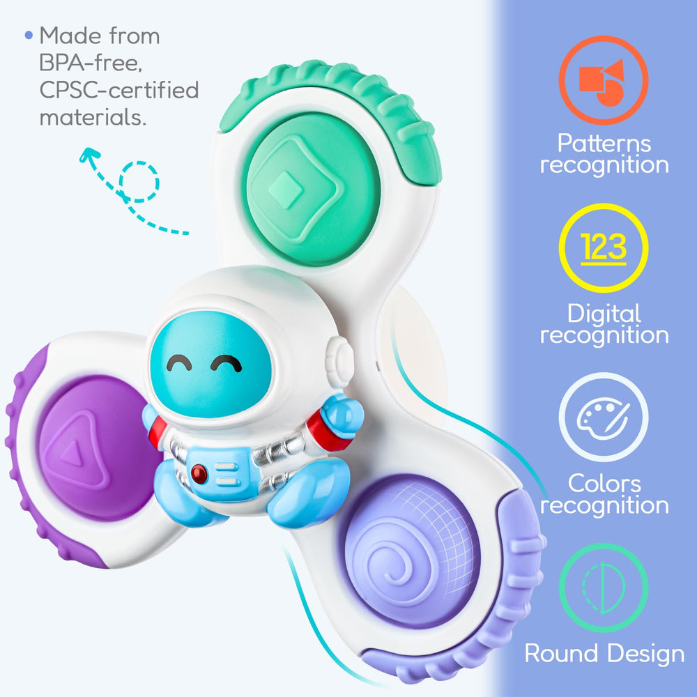 ALASOU spinner on airplane seat keeps little one engaged.