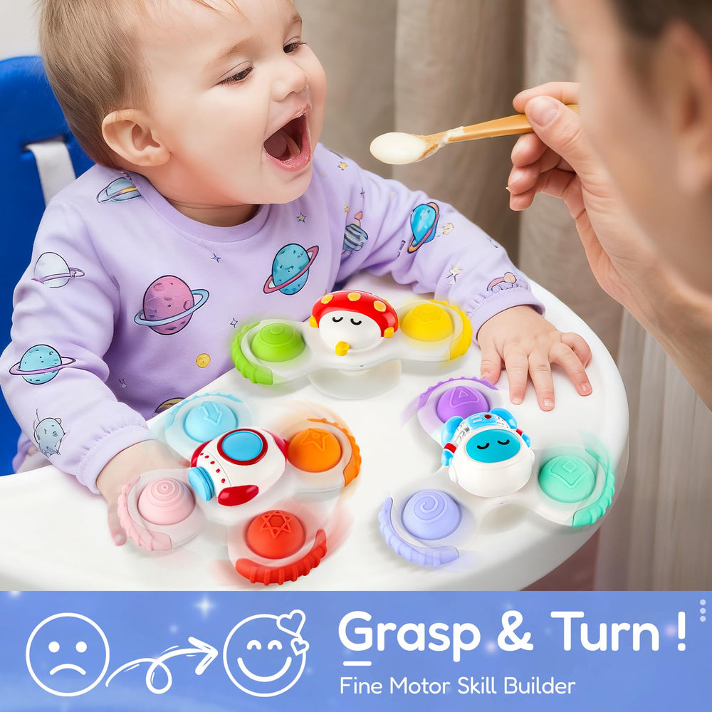 ALASOU bath spinner sticks to tub for splashy, easy play.
