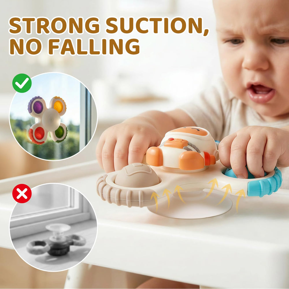 ALASOU pop suction spinner in bath creates splash-friendly motor play.