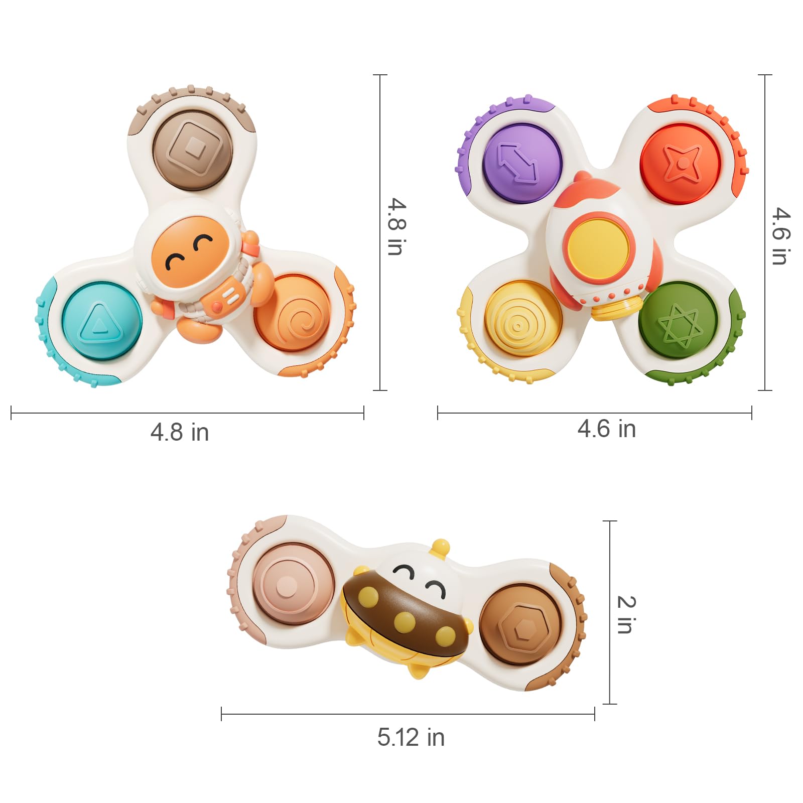 ALASOU pop suction spinner on table offers portable sensory play for curious toddlers.