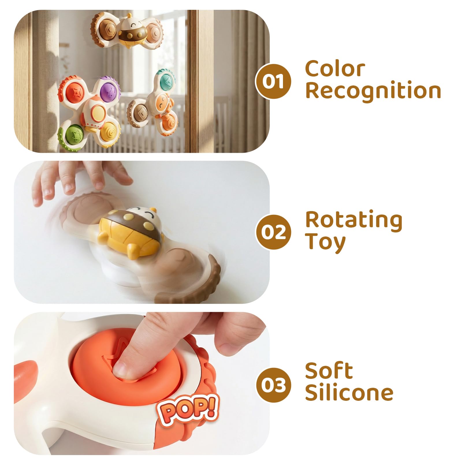 ALASOU toddler gift spinner promotes safe, mess-free sensory exploration.