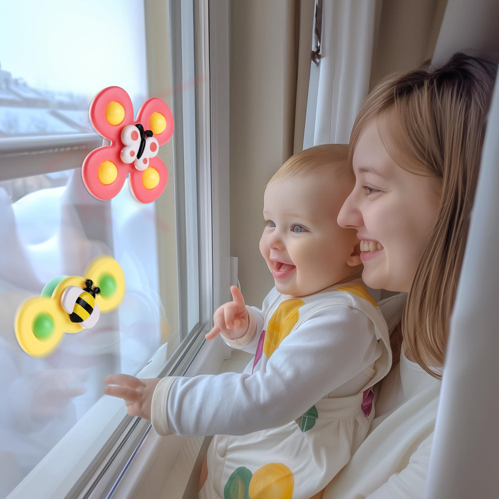 ALASOU spinner toy in bath time provides splashy sensory play and grip training