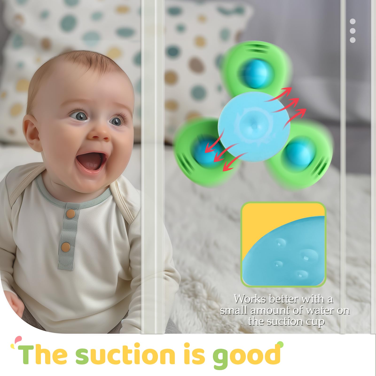 ALASOU multi-surface spinner works on fridge, tub, or table for flexible play