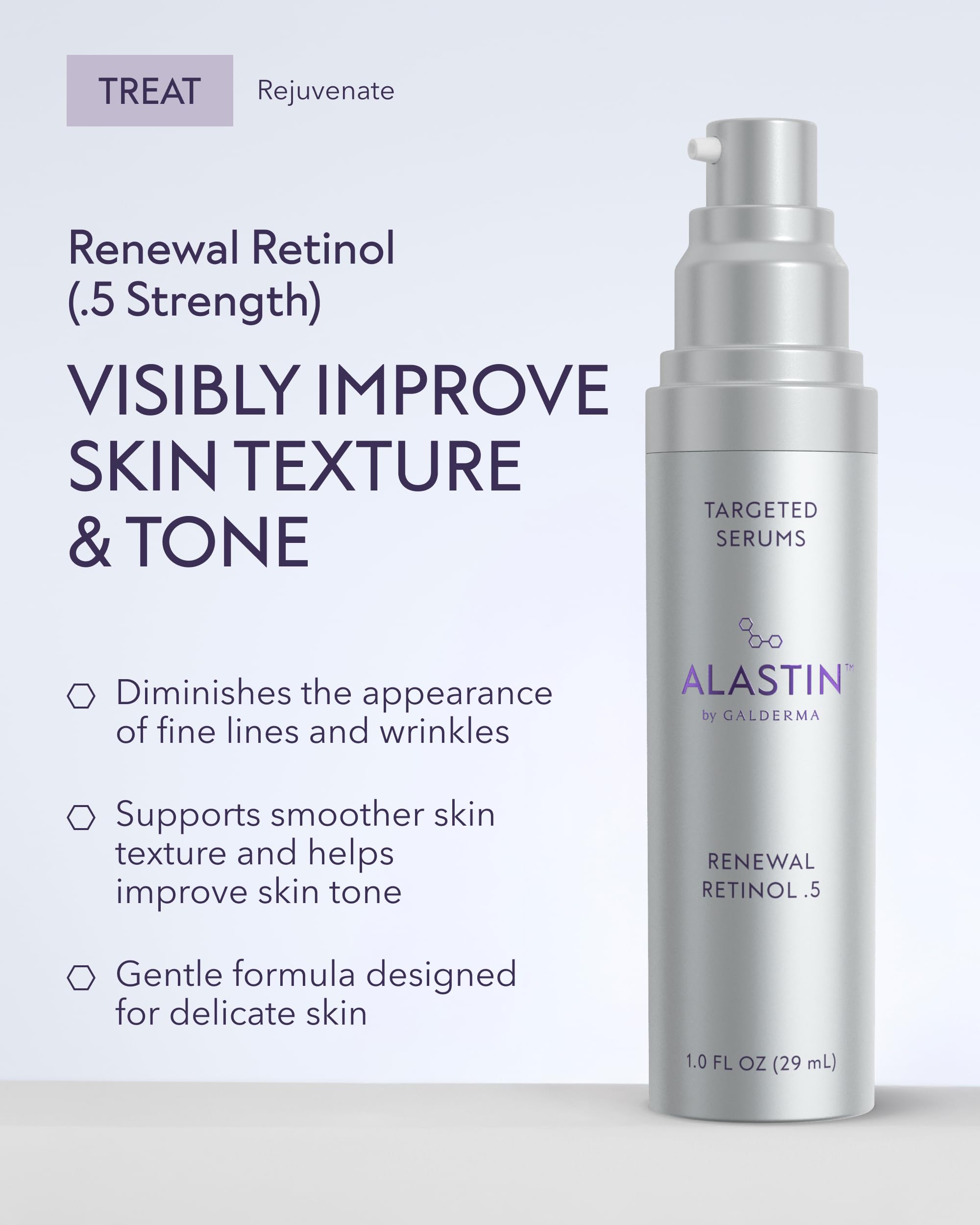 ALASTIN Renewal Retinol Serum texture swirl on skin suggesting refinement