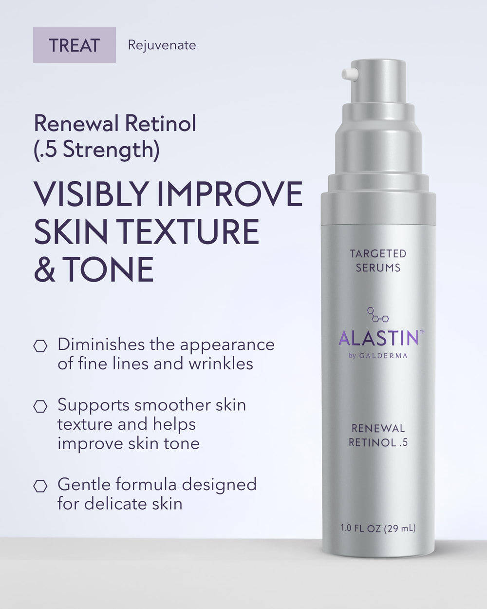 ALASTIN Renewal Retinol Serum texture swirl on skin suggesting refinement