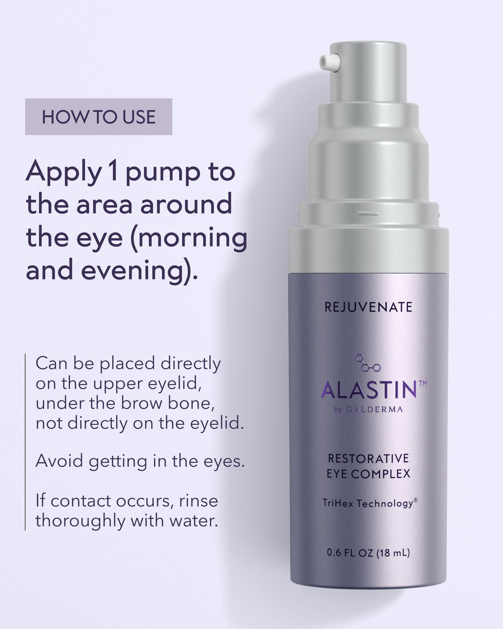 ALASTIN Skincare Restorative Eye Complex under-eye application shown.
