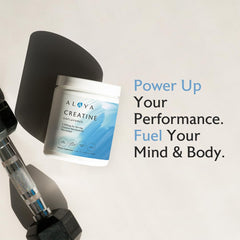 Alaya Naturals creatine micronized powder scoop for precise pre-workout dosing