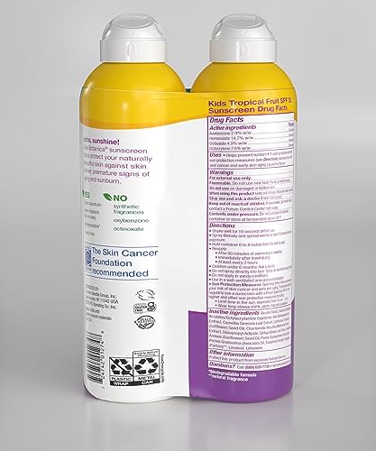 Alba Botanica Kids Sunscreen Spray applied to skin on face and body for sun protection.