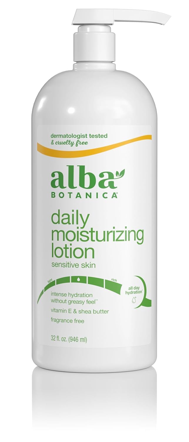 Alba Botanica Lotion Emollient Unscented 32 oz bottle sized for value and coverage.