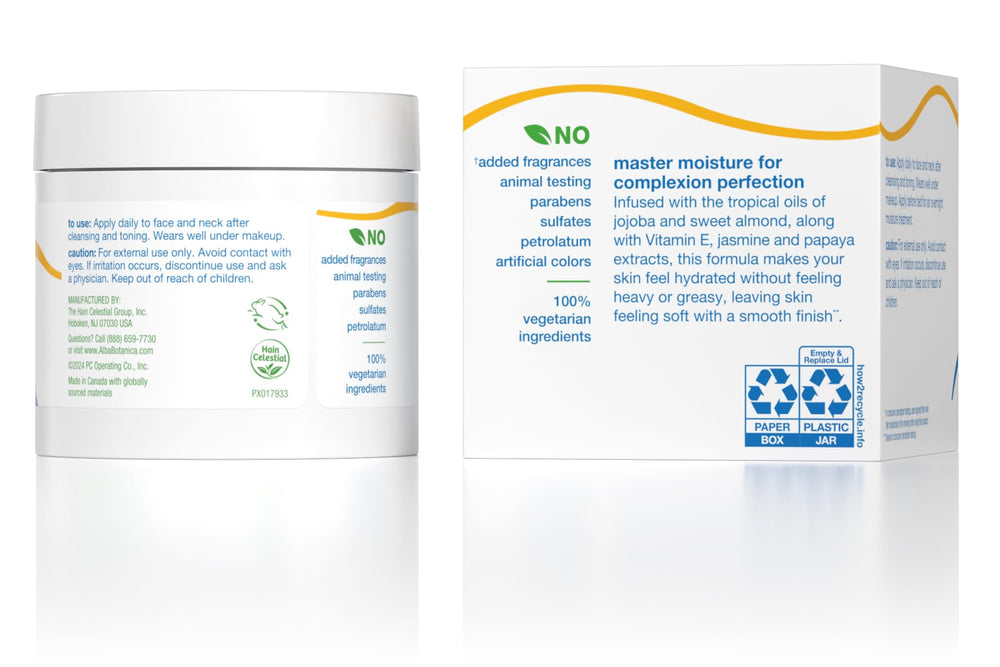 Alba Botanica Ultra Hydrating Cream ingredients close-up featuring papaya and vitamin E.