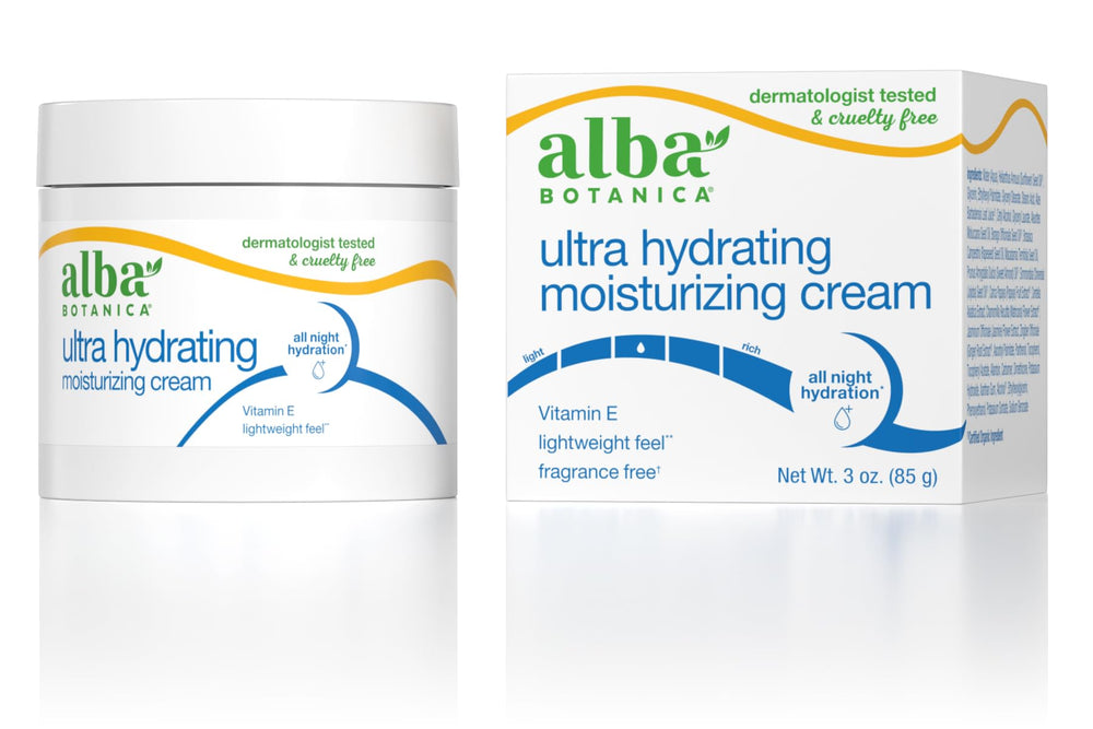 Alba Botanica Ultra Hydrating Cream jar front for soft, hydrated skin.
