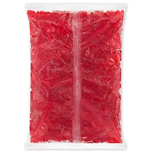 Albanese Cherry-flavor Gummi Bears, bright red color and fruity aroma.