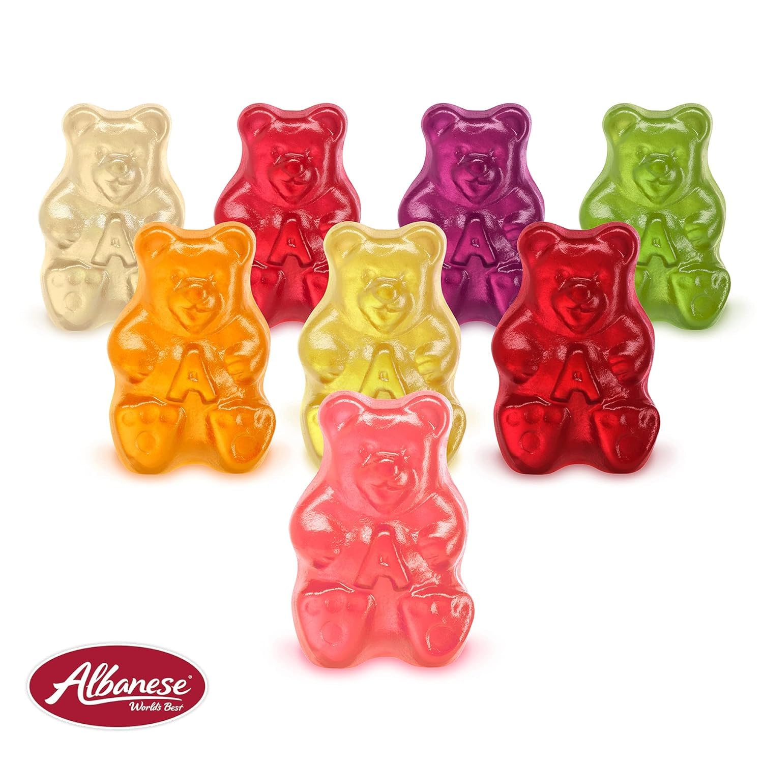 Albanese Exotic Fruits Gummies packaging highlighting gluten-free and allergen-friendly formula.