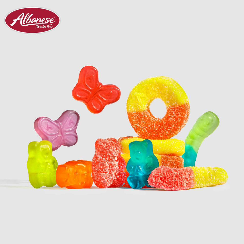 Albanese variety-pack 7oz-7-5oz bags shown for convenient snacking.