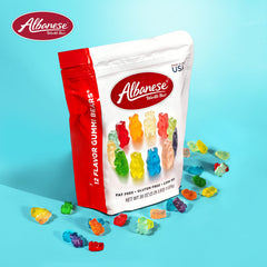 Albanese shareable gummi bears invite friends to taste and compare flavors.