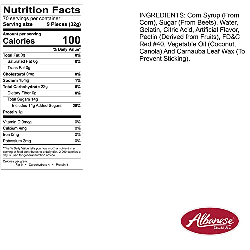 Albanese Soft-chewy Wild Cherry Gummies, ideal for party bowls.