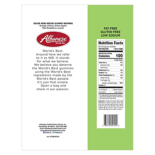 Albanese Lemon neon worms brighten celebrations with a tangy bite and soft chew.