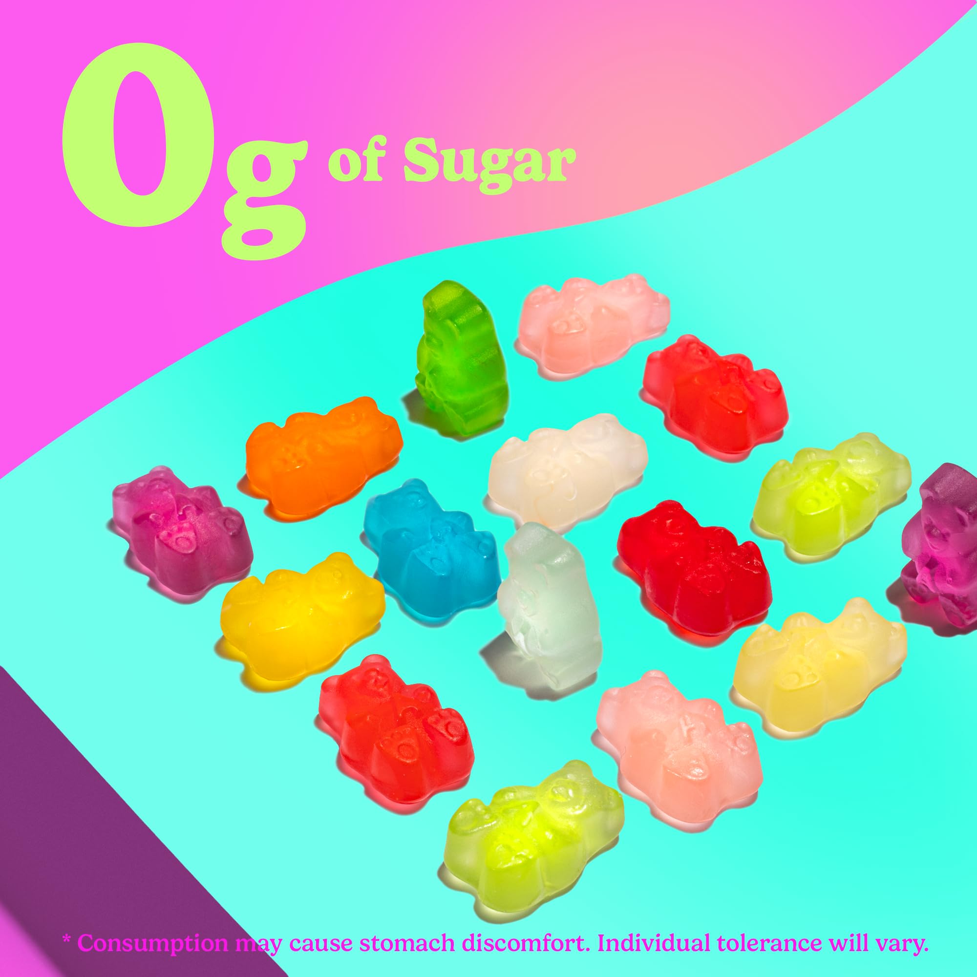 Back-of-bag nutrition for Albanese Sugar Free Gummi Bears.