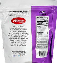 Albanese World's Best bag close-up, showcasing soft, chewy texture and bright flavors.