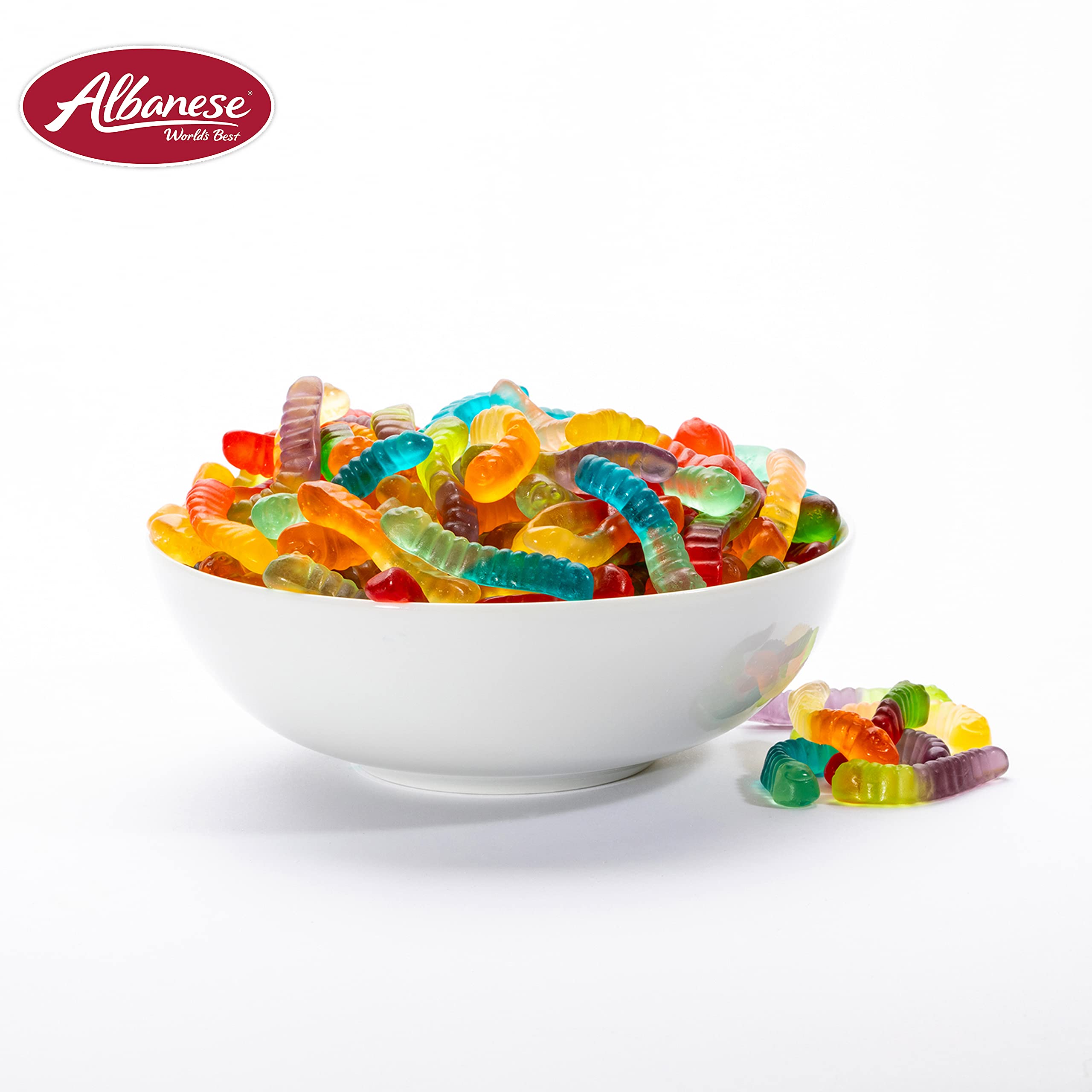 Albanese World's Best orange flavor worms with citrus aroma.