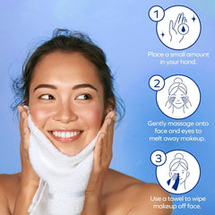 Albolene makeup remover balm applied to face for quick cleansing.