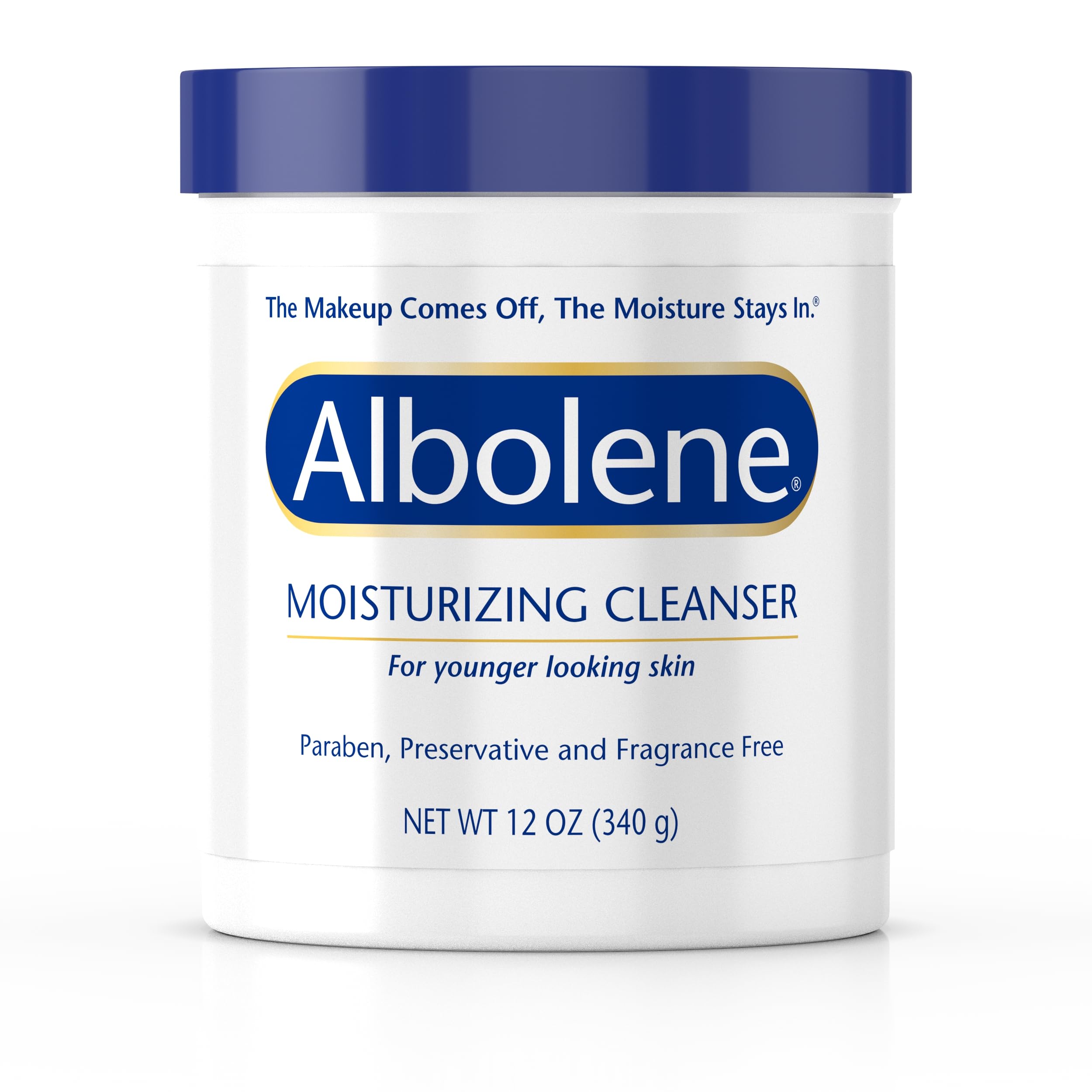Albolene fragrance-free cleanser balm in bottle, hydrating the skin.