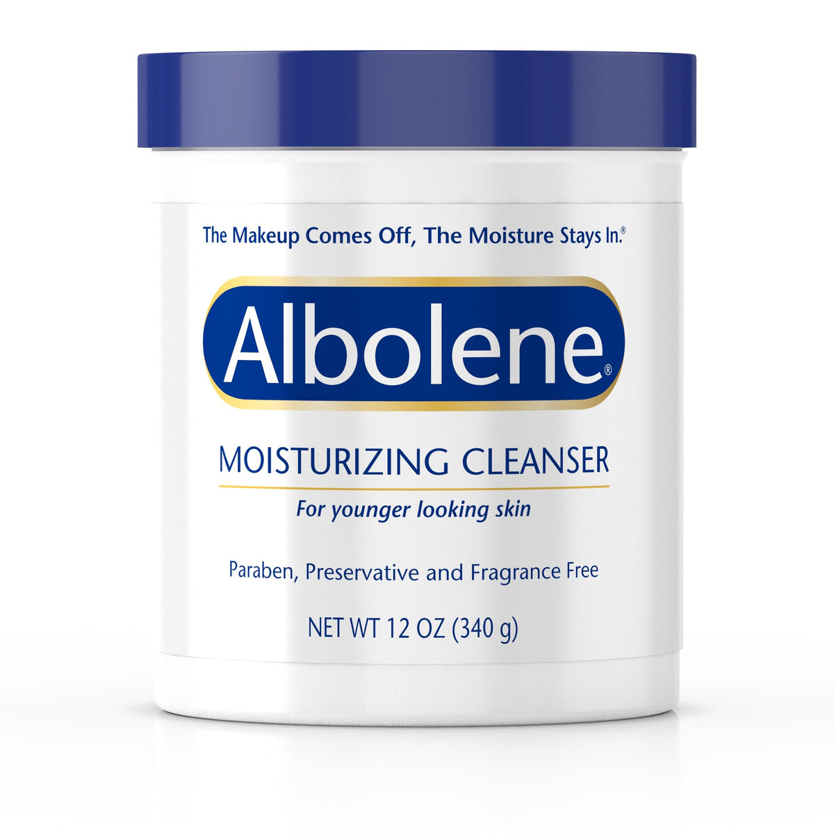 Albolene fragrance-free cleanser balm in bottle, hydrating the skin.