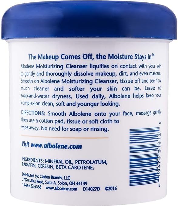 Albolene silky skin after use shows hydrated, soft finish.