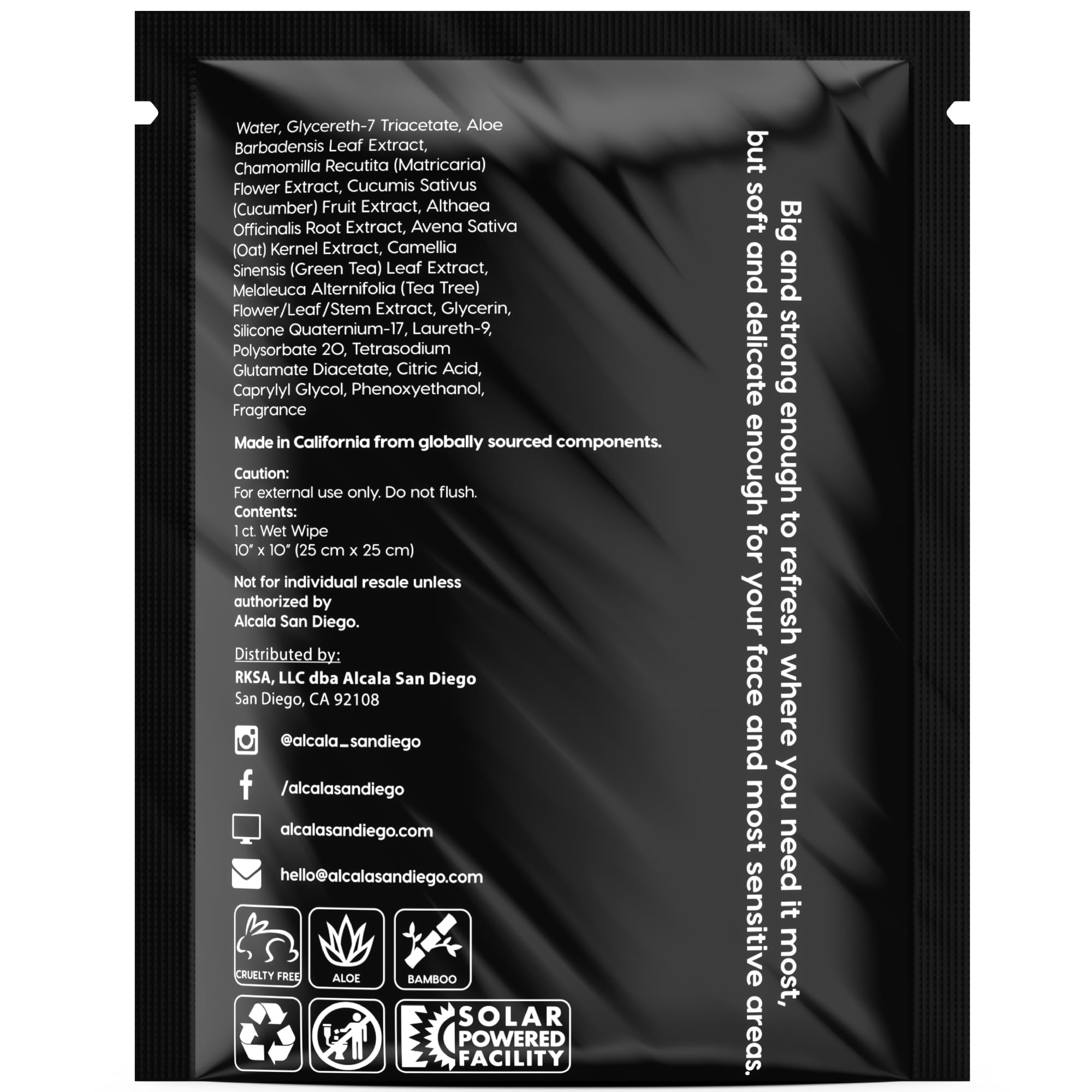 Alcala wipes shelf life two years noted on packaging.